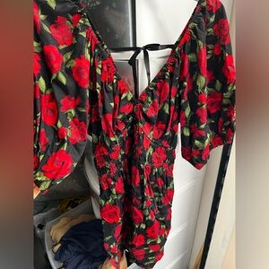 NWT Old Navy Puff Sleeve Rose Dress Mini